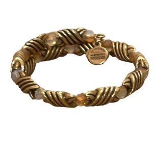 Vintage Alex And Ani Sixty-Six Inspirational Bracelet Gold-tone Brass Wire Wrap